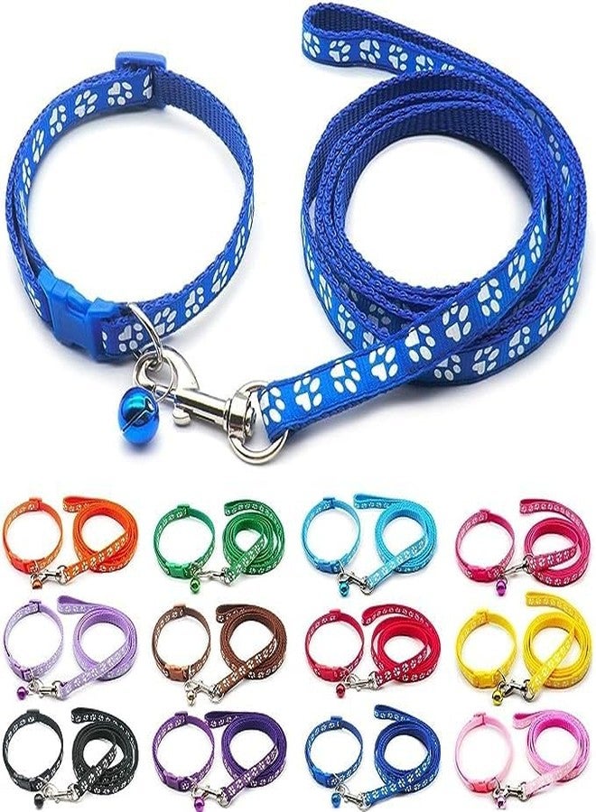 KsPups Pet Printed Nylon Collar and Leash Set - Adjustable and Breathable Puppy Kitten Collar and Leash Set with Loudly Bell, Quick Release Clip Leash for Dogs Pack of-1 - Multicolor - Image 1